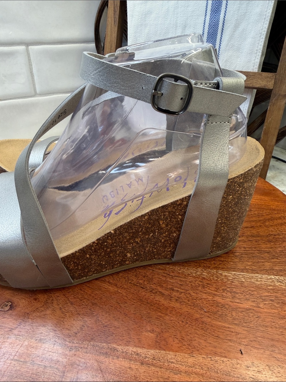 Blowfish Malibu Hazard Wedge Sandals with Metallic Silver Straps - Picture 5 of 7